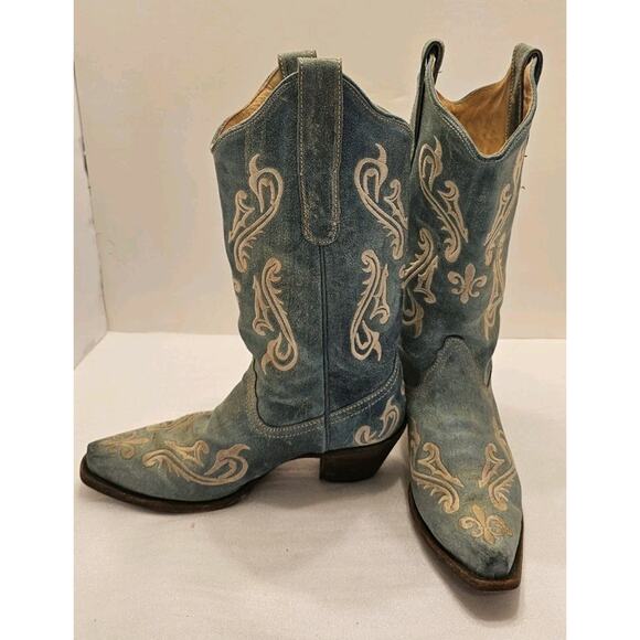 Corral Women's Turquoise Blue Cortez Cowboy Snip Toe Boots Style R1973 Sz‎ 7.5 M - Picture 8 of 16
